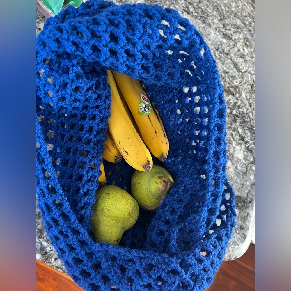 ☀️ Hand Crocheted Blue Boho Beach Tote ☀️ - Picture 7 of 12
